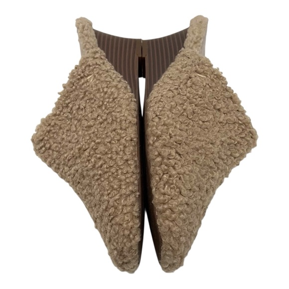 Vivaia Margot Square Toe Tan Sherpa Wedge Mules Women’s 38/7.5 - Picture 12 of 15